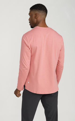 Men's Long Sleeve Pima Split-Hem Tee in Rose