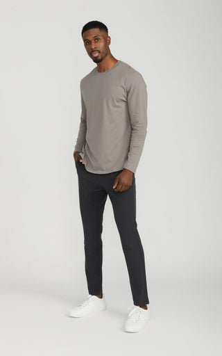 Men's Long Sleeve Pima Split-Hem Tee in Nickle