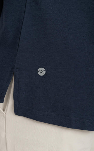 Men's Long Sleeve Pima Split-Hem Tee in Navy
