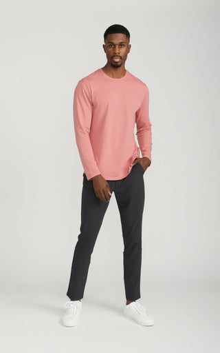 Men's Long Sleeve Pima Split-Hem Tee in Rose