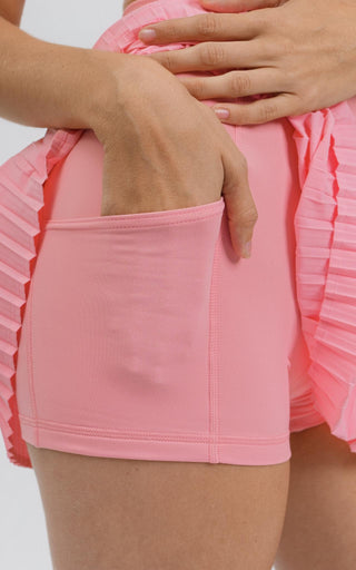 Hardcourt High-Rise Pleated Tennis Skirt - Flamingo Pink