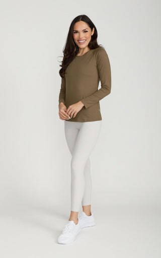 Women's Long Sleeve Lux-Tech Shirt in Military Olive