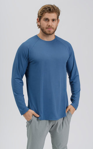 Men's Long Sleeve Lux-Tech Shirt in Bijou Blue