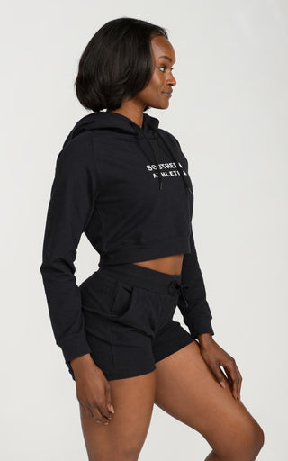 Women's Cropped Hoodie in Black