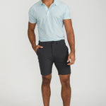Men's Cooling Performance Golf Polo Shirt Teal Stripes