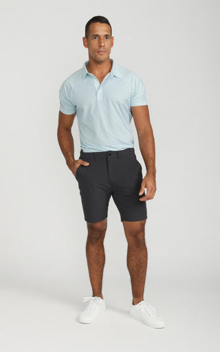 Men's Cooling Performance Golf Polo Shirt Teal Stripes