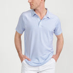 Men's Cooling Performance Golf Polo Shirt Blue Stripes