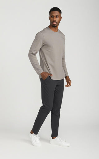 Men's Long Sleeve Pima Split-Hem Tee in Nickle