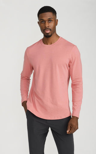 Men's Long Sleeve Pima Split-Hem Tee in Rose