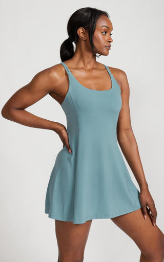 On The Go Dress in Lake Green