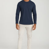 Men's Long Sleeve Pima Split-Hem Tee in Navy