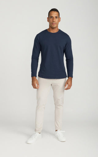 Men's Long Sleeve Pima Split-Hem Tee in Navy