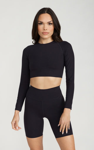 Long Sleeve Desire Crop in Black