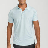 Men's Cooling Performance Golf Polo Shirt Teal Stripes