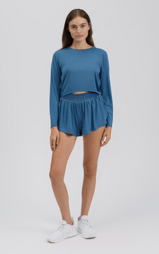 Luv Crop Long Sleeve - Stellar Blue