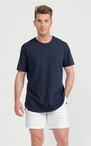 Men's Pima Split-Hem Tee in Navy