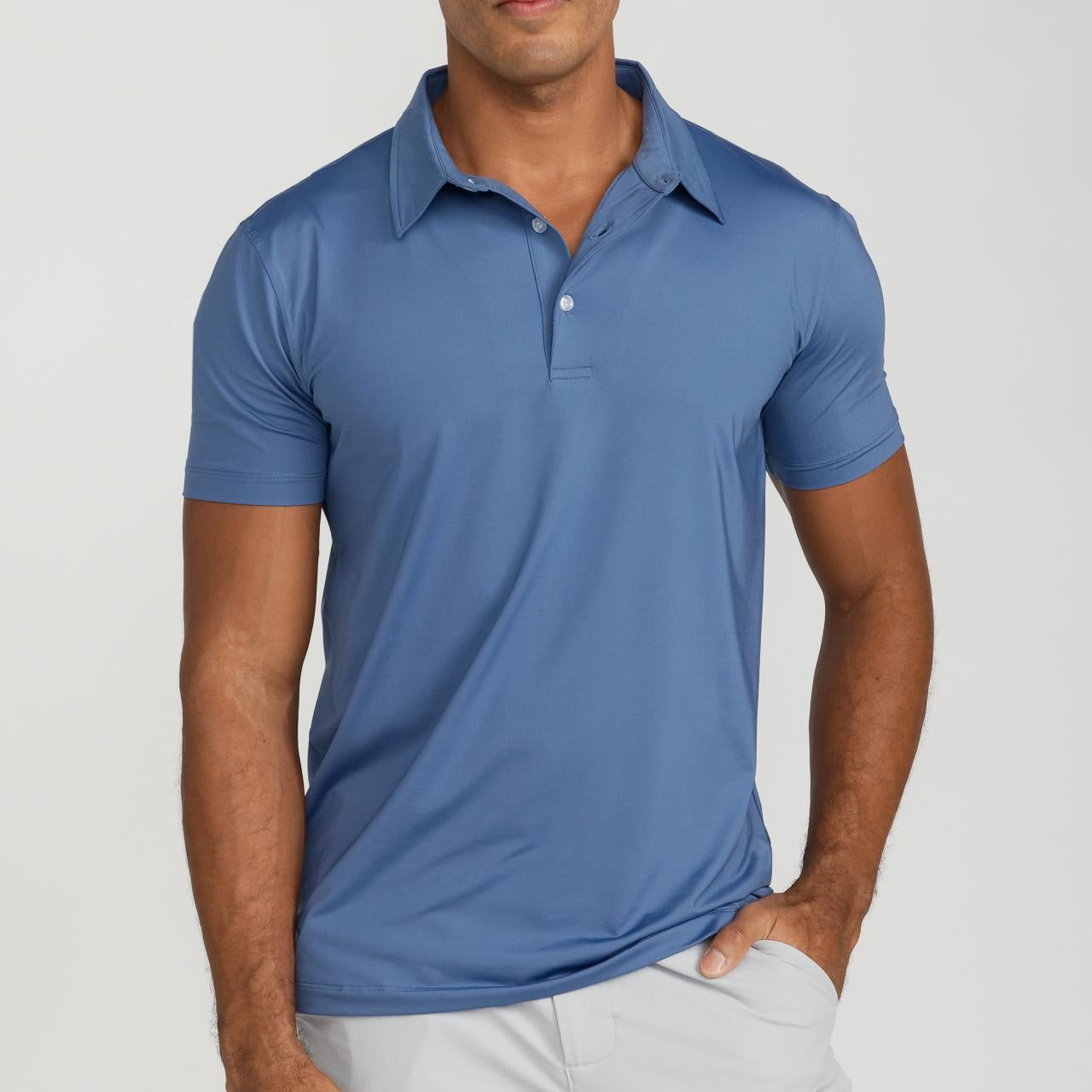 Men's Cooling Performance Golf Polo Shirt Blue