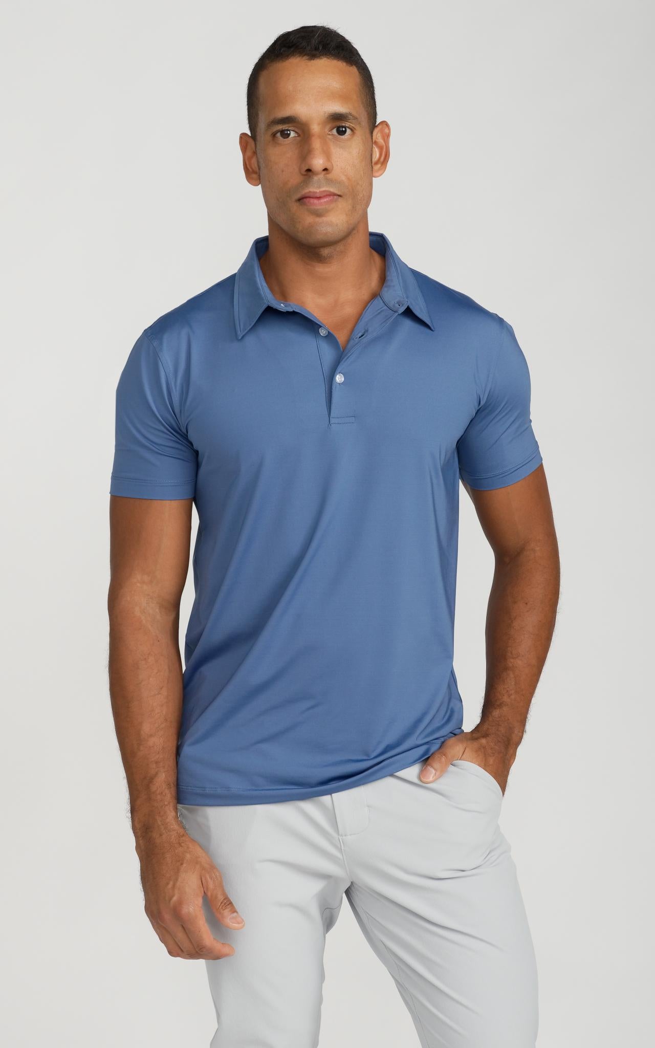 Men's Cooling Performance Golf Polo Shirt Blue