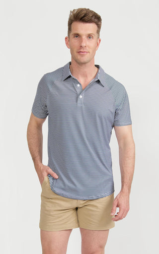 Men's Cooling Performance Golf Polo Shirt Navy Stripes