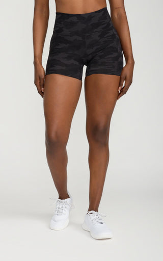 Bliss Biker Short 4" With Pockets in Black Camo