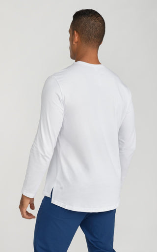 Men's Long Sleeve Pima Split-Hem Tee in White