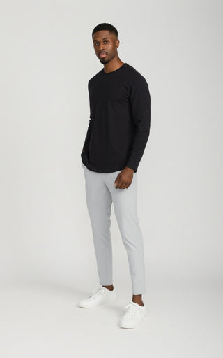 Men's Long Sleeve Pima Split-Hem Tee in Black