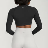 Long Sleeve Fitted Crop Top in Black