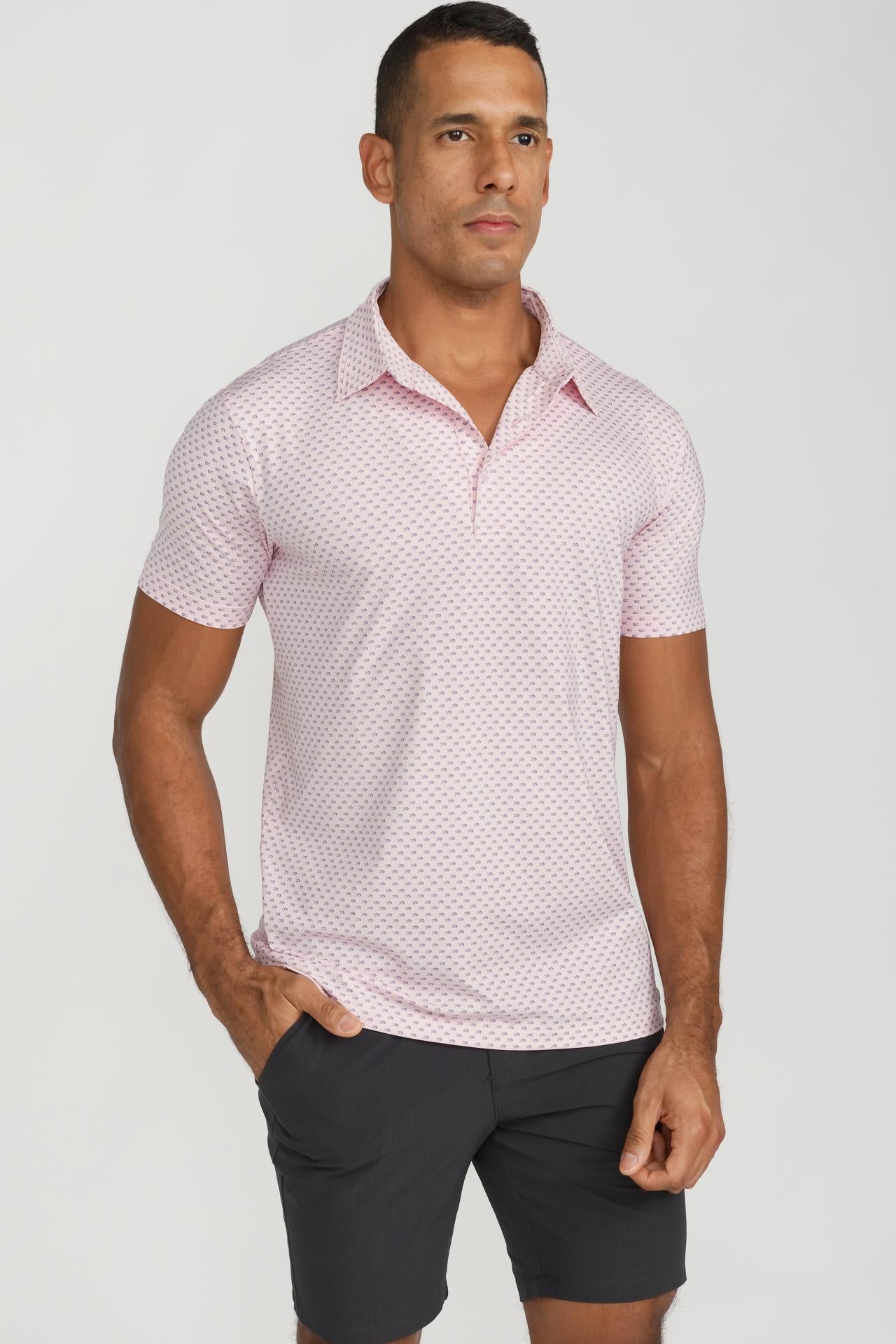Men's Cooling Performance Golf Polo Shirt Pink