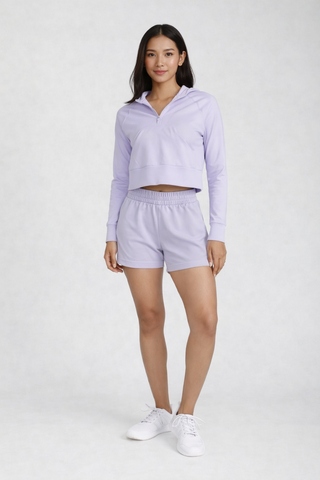 Nula Half Zip Hoodie in Purple Heather