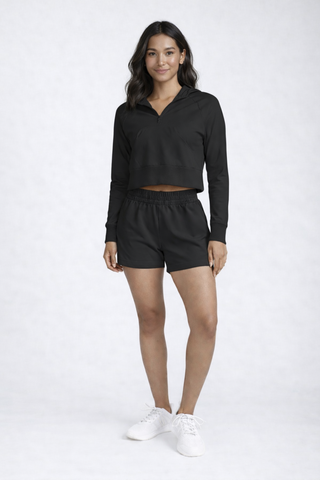 Nula Half Zip Hoodie in Black