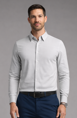 Jaquard Long Sleeve Button-Up - Harbor Mist