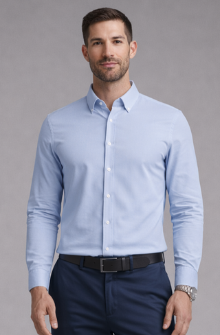 Jaquard Long Sleeve Button-Up - Serenity