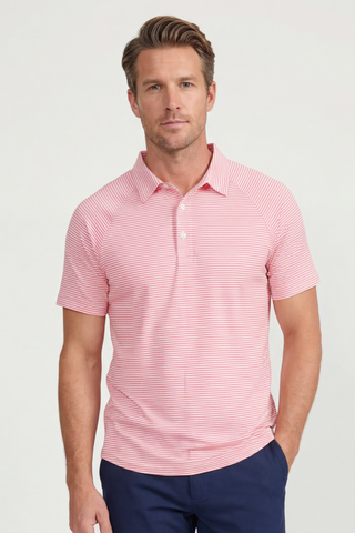Raglan Cool-Tech Polo - Shell Pink Stripes