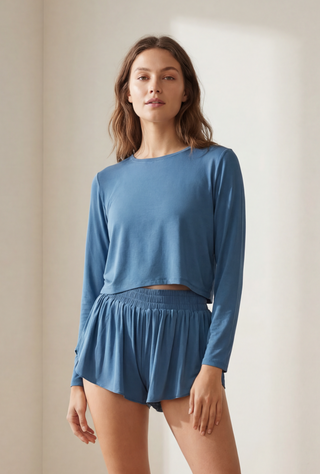 Luv Crop Long Sleeve - Stellar Blue