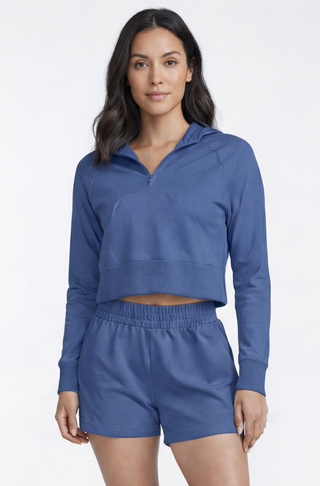Nula Half Zip Hoodie in Bijou Blue
