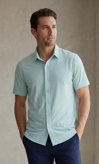 SA Active Button-Up Shirt - Blue Haze
