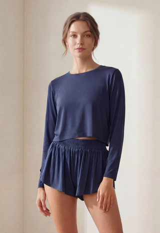 Luv Crop Long Sleeve - Navy