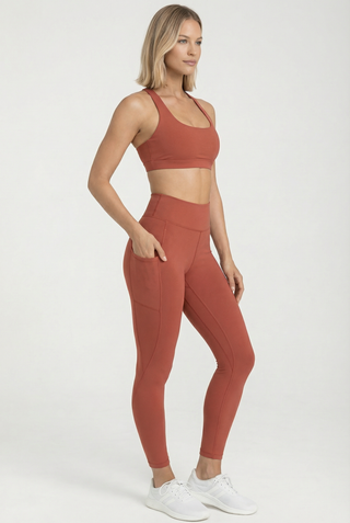 Bliss Legging 23" With Pockets in Red Dahlia
