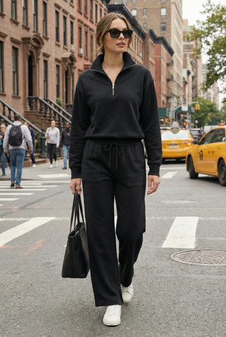 Marlow Wide-Leg Jogger - Black