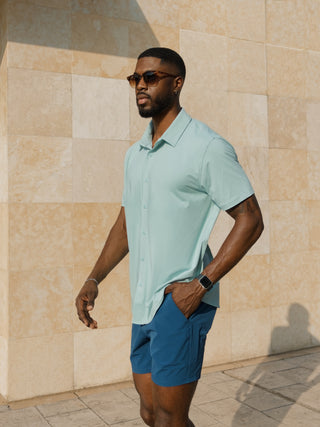 SA Active Button-Up Shirt - Blue Haze