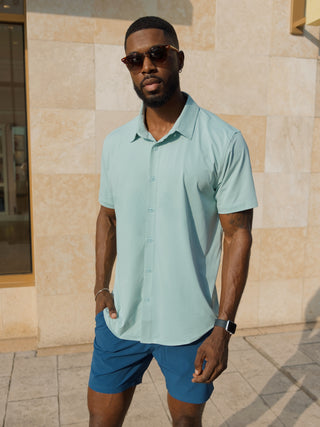 SA Active Button-Up Shirt - Blue Haze