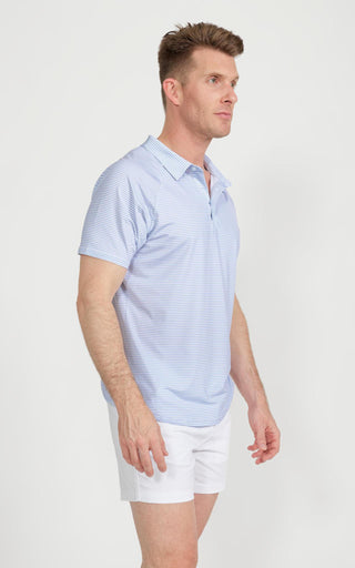 Men's Cooling Performance Golf Polo Shirt Blue Stripes