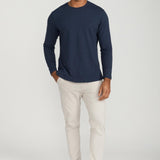 Men's Long Sleeve Pima Split-Hem Tee in Navy