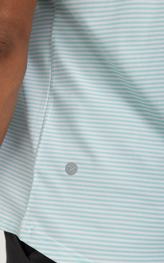 Men's Cooling Performance Golf Polo Shirt Teal Stripes