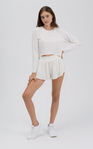 Luv Crop Long Sleeve - White