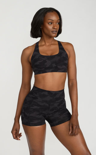 Elan Sports Bra in Black Camo