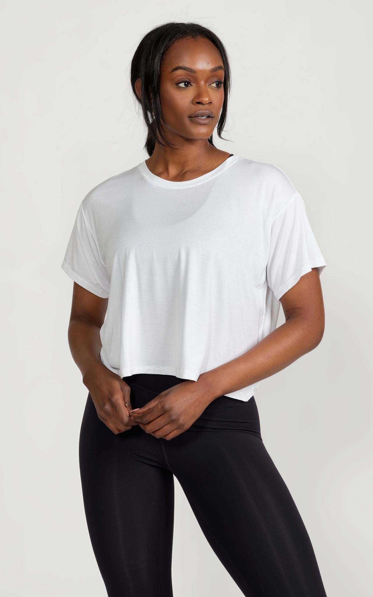 Loose-fit Crop Top in White - Main Image