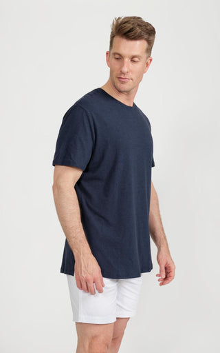 Men's Pima Split-Hem Tee in Navy