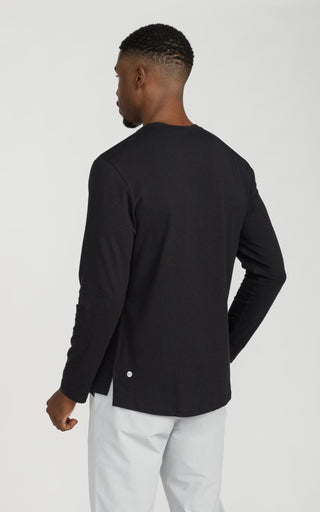 Men's Long Sleeve Pima Split-Hem Tee in Black