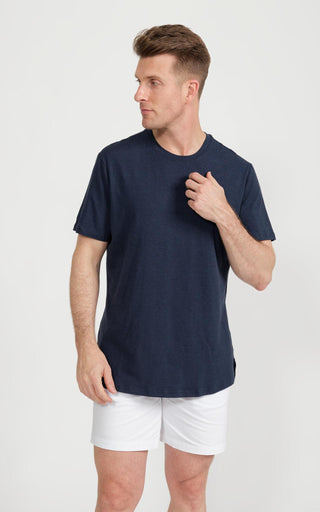 Men's Pima Split-Hem Tee in Navy